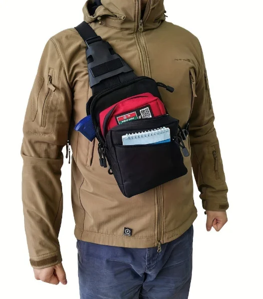 Edc Carry Bag For Pistol - กระเป๋าสะพายแบบยุทธวิธีสำหรับพกพาแบบซ่อน: กระเป๋าปืนแบบเข้าถึงได้รวดเร็วสำหรับ EDC – ใช้ได้แบบสะพายข้าง, สะพายไหล่,