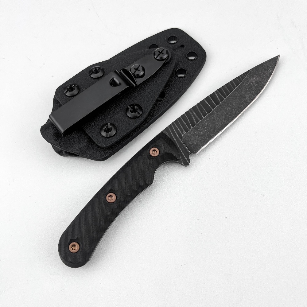Edc Carry Fixed Blade - มีดบัชคราฟต์แบบฟูลแทง ใบมีด D2 ด้ามจับกันลื่น G10 พร้อมปลอก