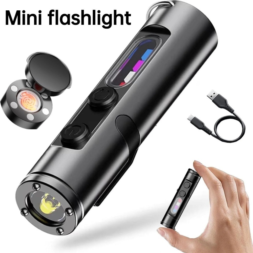 Keychain Flashlight - ไฟฉายขนาดเล็กสำหรับใช้งานกลางแจ้ง แบบชาร์จไฟได้ ชนิด Type C พร้อมไฟ