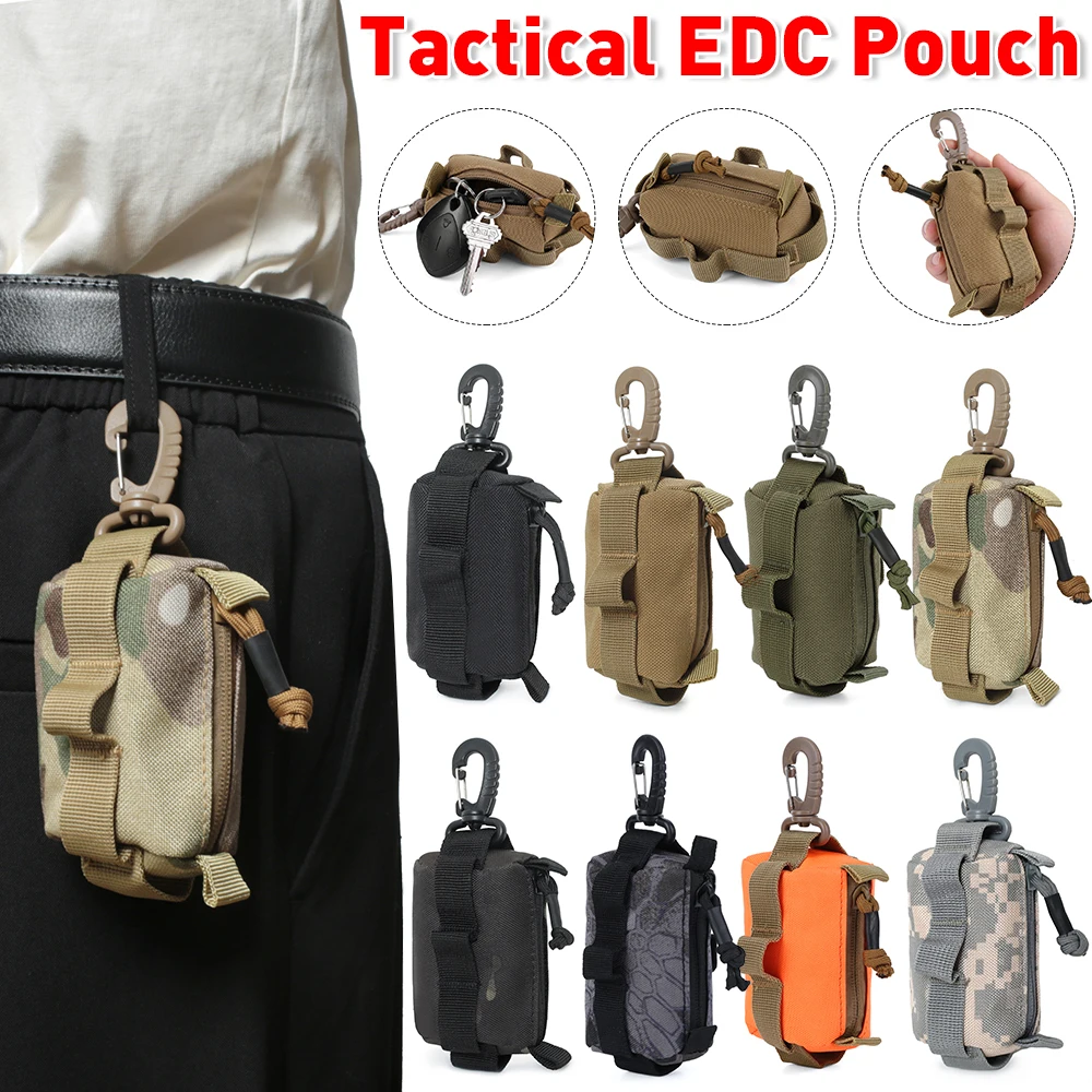 Edc Carry Card - กระเป๋า EDC แนวยุทธวิธีกระเป๋ากระเป๋าเก็บบัตรกุญแจกระเป๋าใส่เหรียญกระเป๋าสตางค์ทหารจัดระเบียบกระเป๋าเล็กเดินป่ากลางแจ้งสำหรับผู้ชายและผู้หญิง
