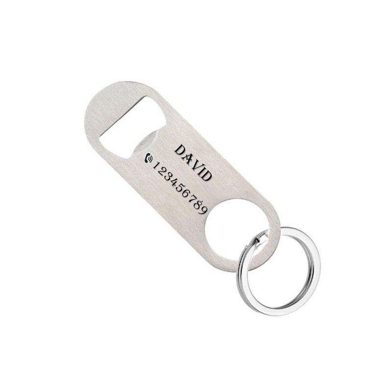Bottle Opener Keyring - ส่วนบุคคลพวงกุญแจเลเซอร์แกะสลักสแตนเลสสตีลโซดาที่เปิดขวดเบียร์ผู้ชายที่กำหนดเองโทรศัพท์หมายเลขชื่อแท็กโลโก้ Car Key