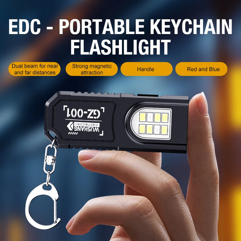 Keychain Flashlight - พวงกุญแจแบบพกพา, ไฟฉายขนาดเล็ก, ชาร์จฉุกเฉินได้อเนกประสงค์, ป้องกันการหลุดจากพวงกุญแจ, ขนาดใหญ่พิเศษ, สว่างมาก,