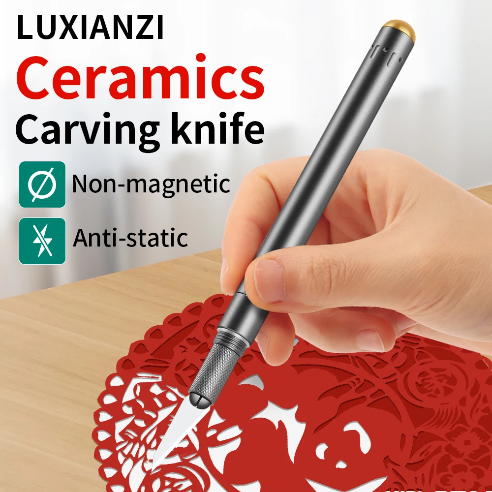 Pocket Knife Ceramic - LUXIANZI เซรามิคใบมีดแกะสลักมีดอลูมิเนียมลื่นทําด้วยมือสําหรับซ่อม PCB DIY เครื่องมือแกะสลักหัตถกรรมมีด