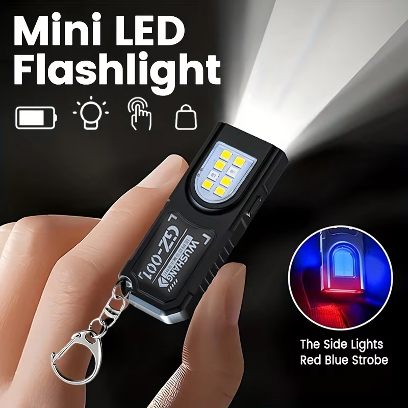 Keychain Flashlight - ไฟฉายพวงกุญแจอเนกประสงค์ ชาร์จผ่าน USB ไฟฉายขนาดเล็กพร้อมไฟทำงานแบบ COB พวงกุญแจสำหรับตั้งแคมป์