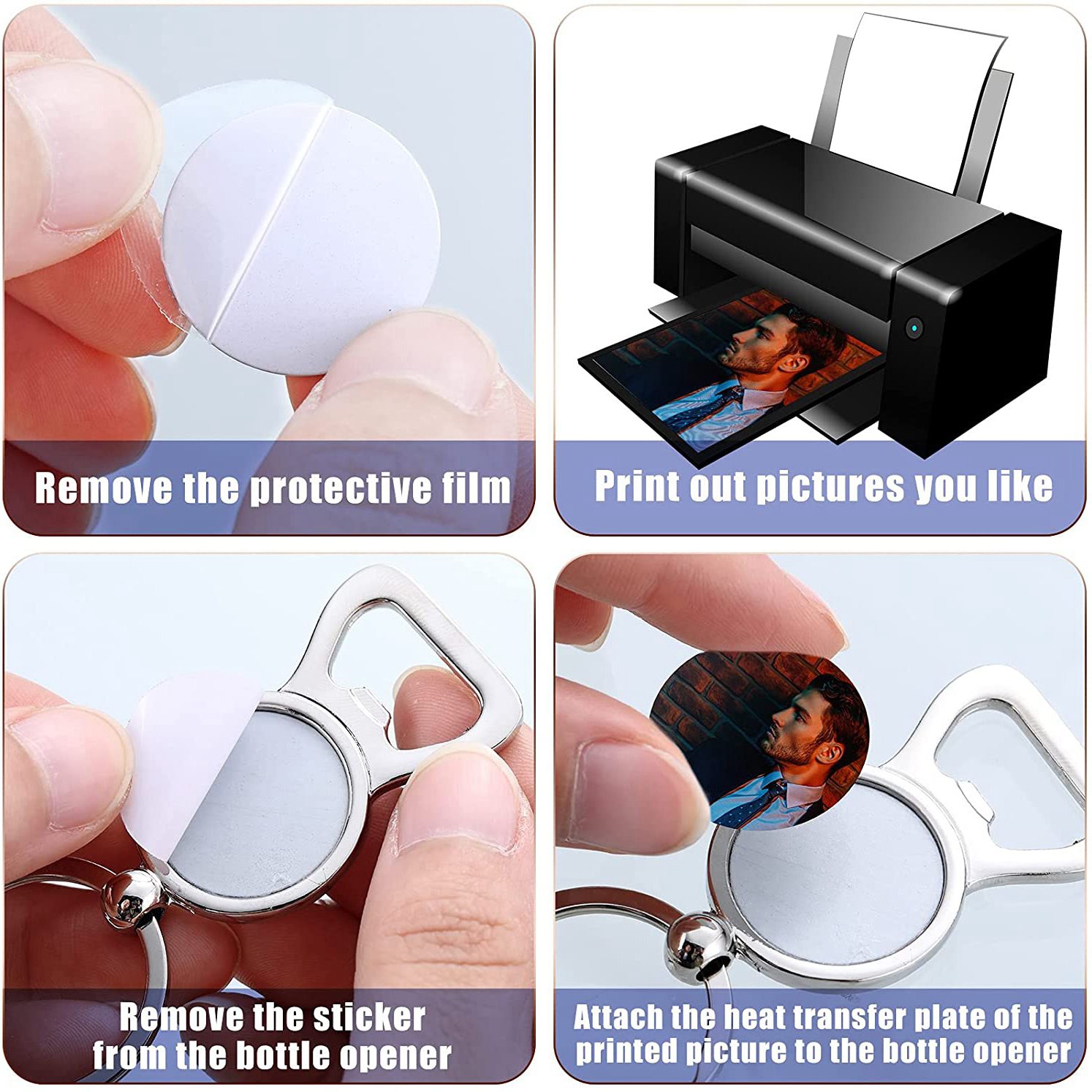Bottle Opener Keyring - พวงกุญแจเปล่าสำหรับงานซับลิเมชั่น 7-10 ชิ้น ที่เปิดขวดโลหะแบบซับลิเมชั่น พวงกุญแจอะลูมิเนียมสำหรับงานถ่ายโอนความร้อน