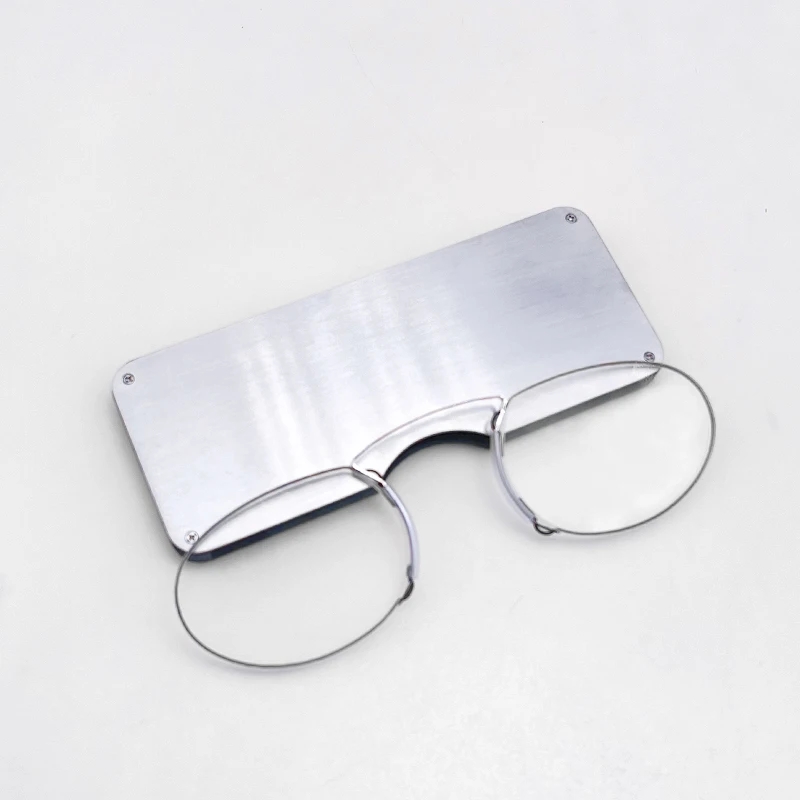 Wallet Slim Titanium - 2024 ไทเทเนียม MINI แว่นตาอ่านหนังสือคลิปจมูกรอบแว่นตากล่องกระเป๋าสตางค์แบบพกพาแว่นตาองศา 1 ถึง