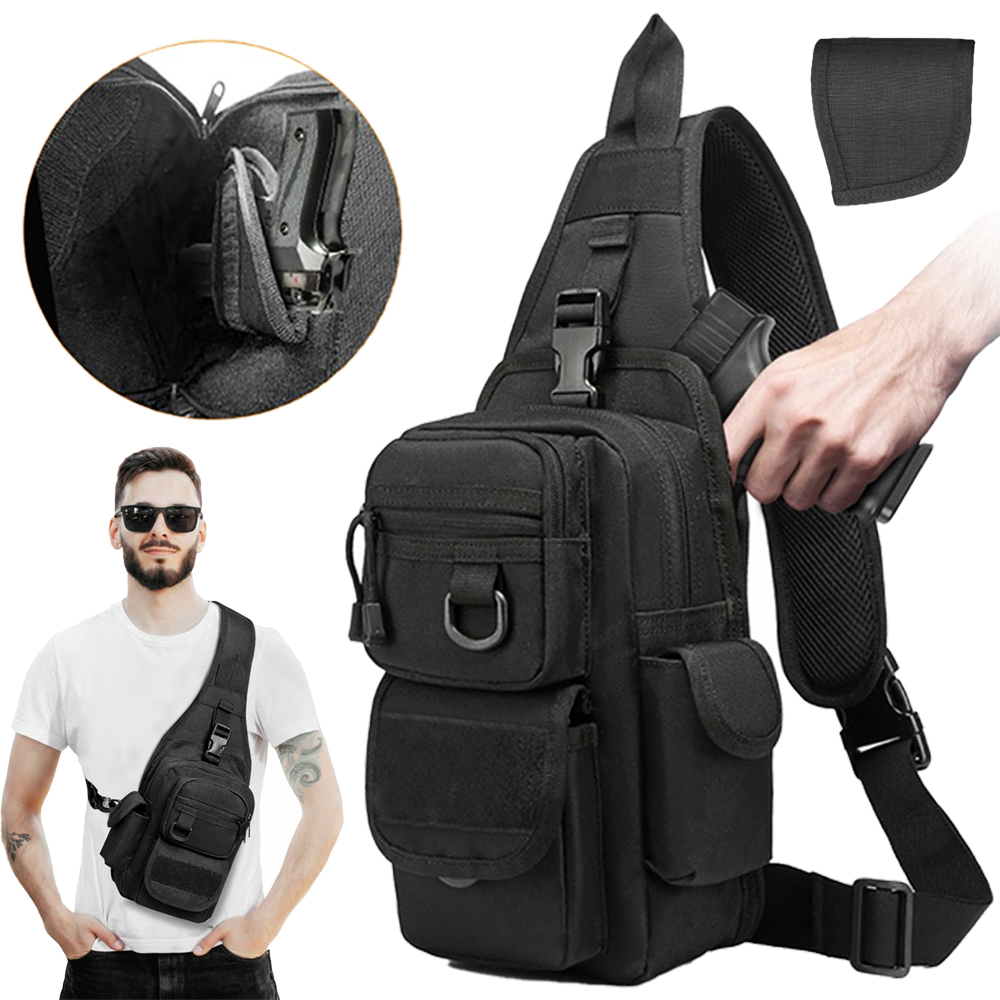 Edc Carry Bag For Pistol - กระเป๋าปืนพกพาแบบยุทธวิธี กระเป๋าใส่ปืนแบบซ่อน กระเป๋าสะพายข้าง กระเป๋าเป้สะพายไหล่ กระเป๋าคาดอก พร้อมซองปืนพกพา