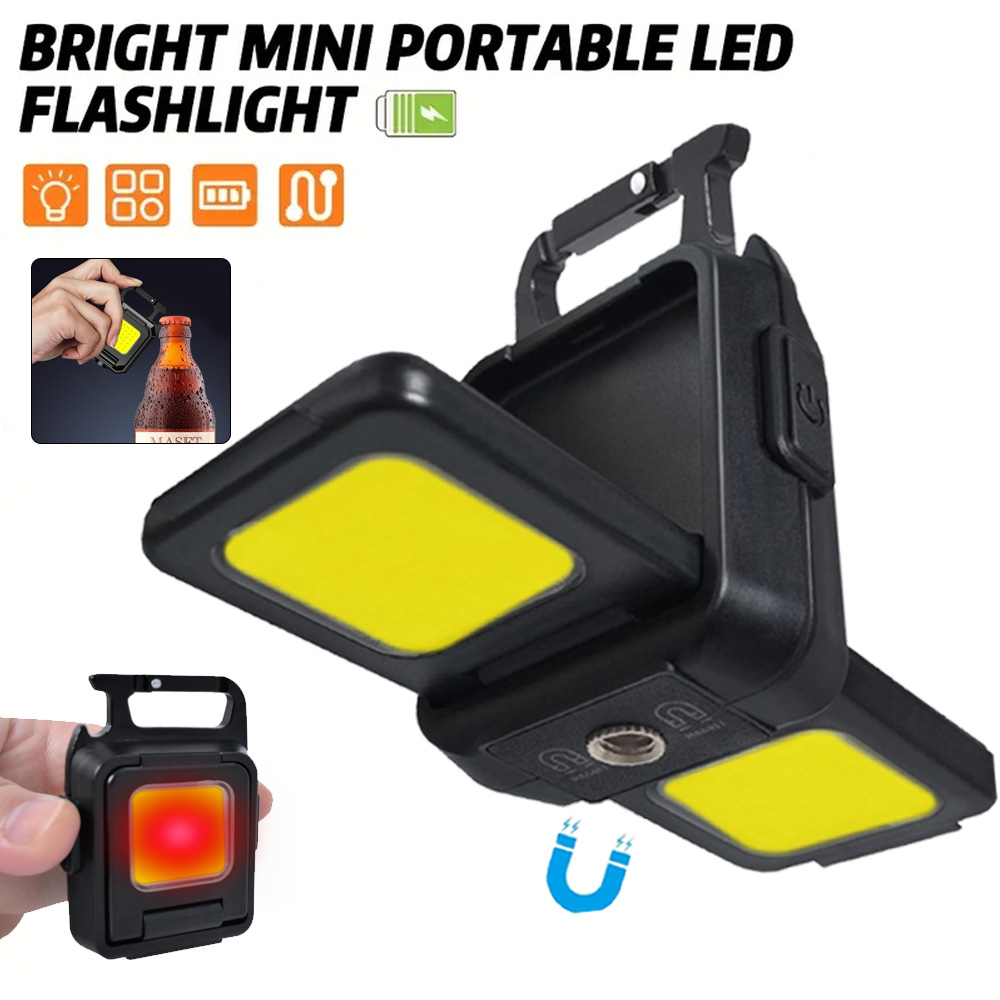 Keychain Flashlight - ไฟฉายขนาดเล็กพวงกุญแจไฟ COB ไฟทำงาน USB โคมไฟแบบชาร์จไฟได้พร้อม 90